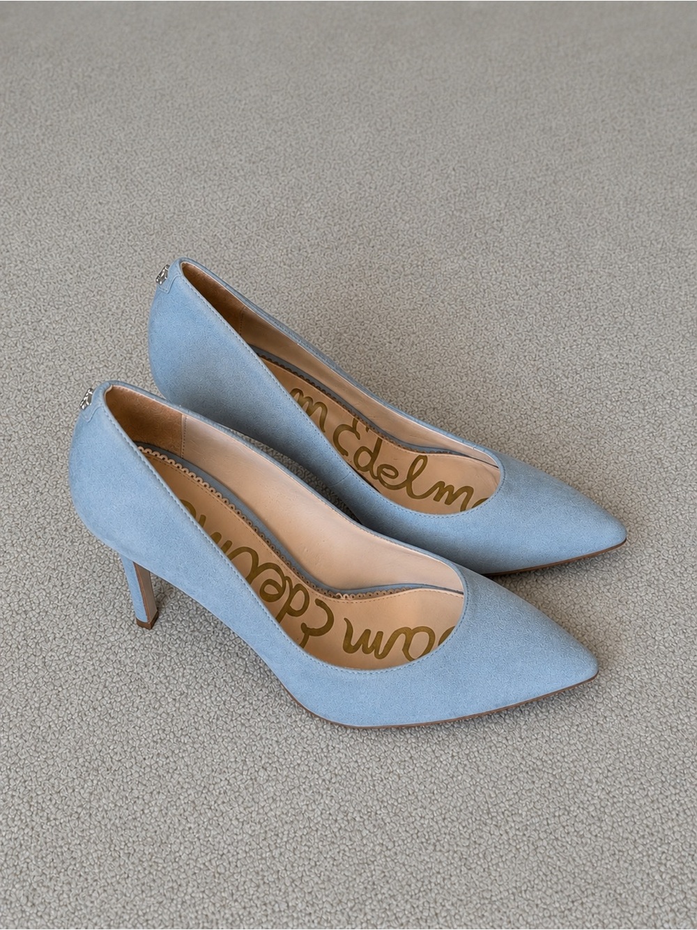 Sam Edelman Powder Blue Suede Pointed Toe Pumps
